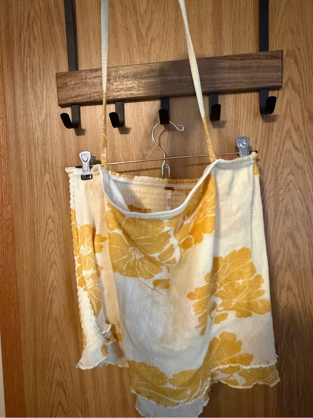Free people Yellow Floral knit tube top